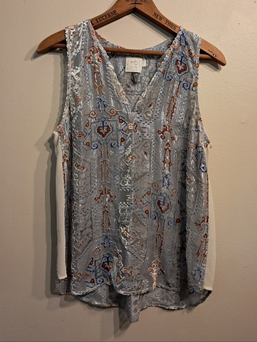 HD In Paris Velvet Burnout Silk Blend Tank Top